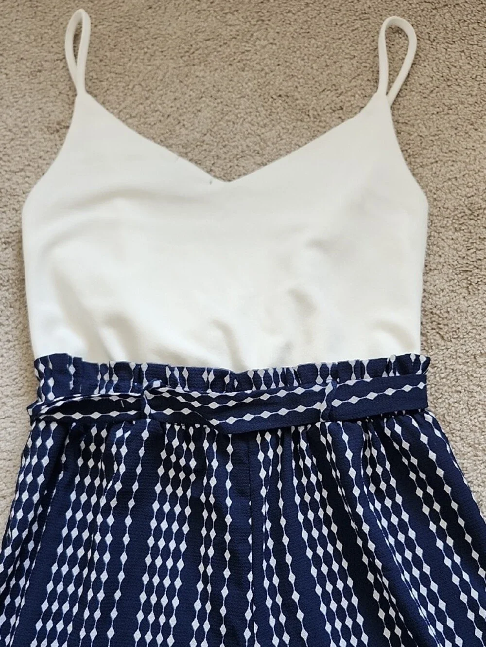 J for Justify Navy and White Striped Jumpsuit with Tie Waist - Picture 7 of 8